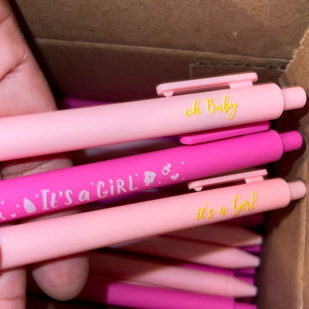 45 Oh Baby / It's a Girl Pink Assorted Ballpoint Pens good for baby shower party